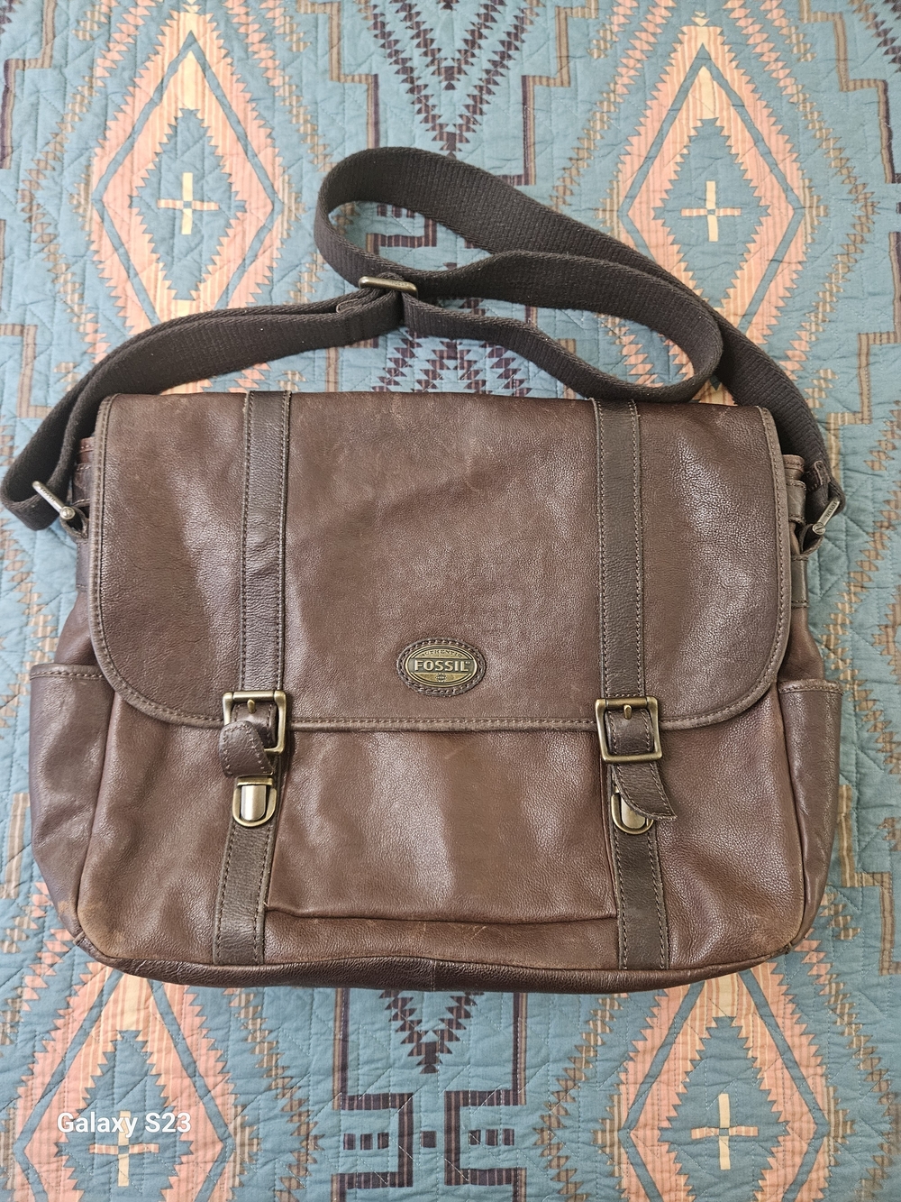 Fossil Men's Brown Leather Messenger Bag - Classic Crossbody